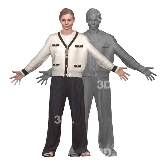 Woman White 3D Clean A-Pose Bodies