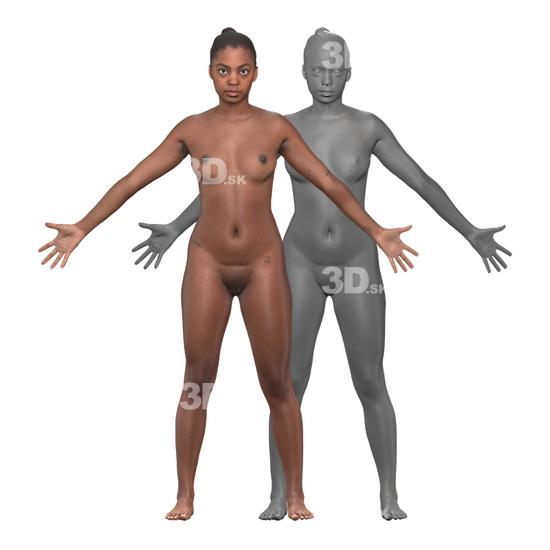 Whole Body Woman Nude Hispanic 3D Clean A-Pose Bodies