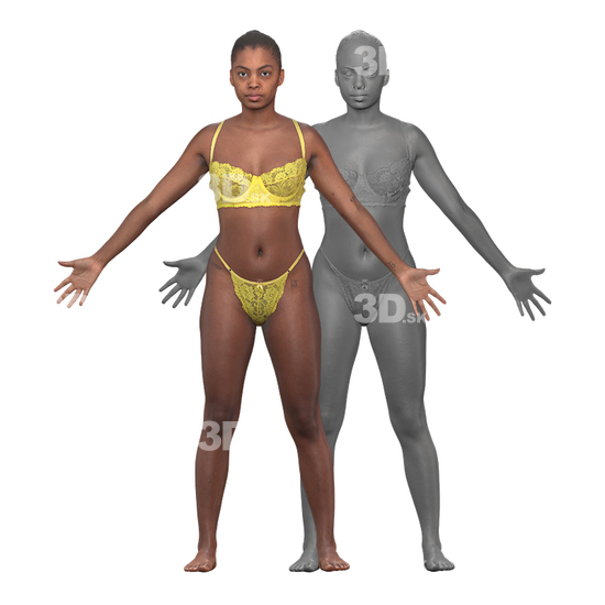 Woman Underwear Hispanic 3D Clean A-Pose Bodies