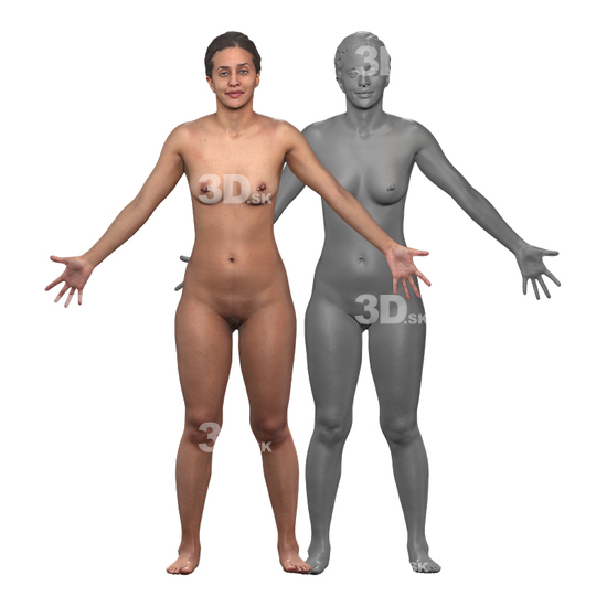 Whole Body Woman Nude Hispanic 3D Clean A-Pose Bodies