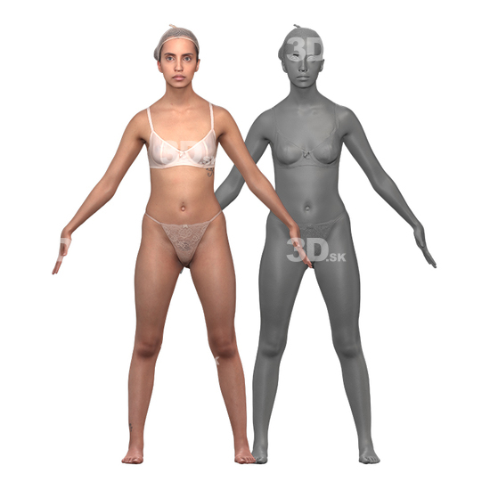 Whole Body Woman Underwear Hispanic 3D Clean A-Pose Bodies