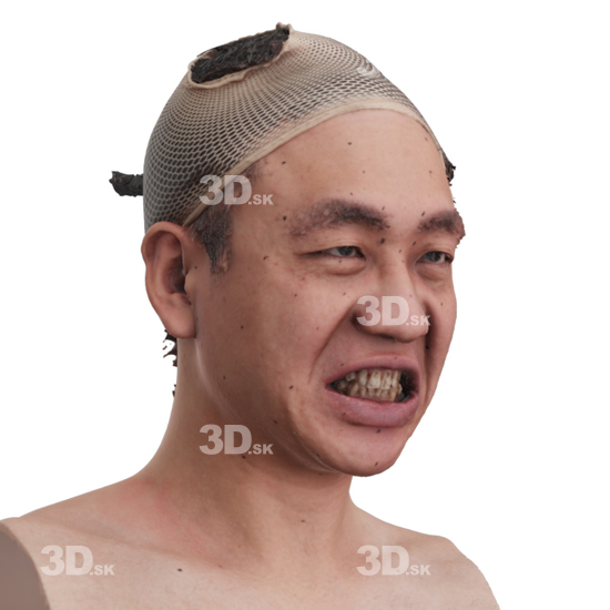 Head Man Asian 3D Phonemes And Emotions