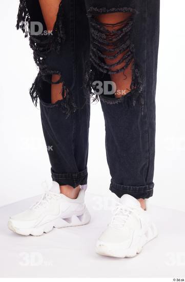 Calf Woman White Casual Jeans Slim Studio photo references