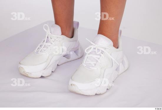 Foot Woman White Casual Shoes Slim Studio photo references