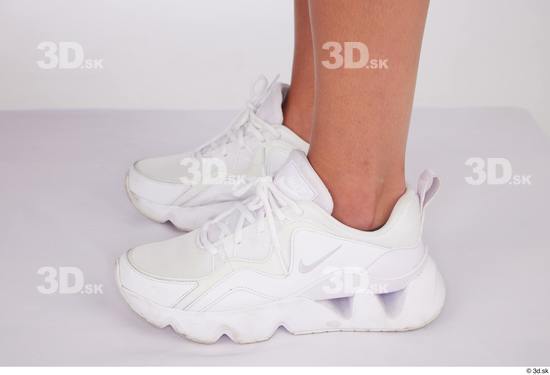 Foot Woman White Casual Shoes Slim Studio photo references