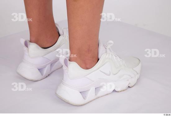 Foot Woman White Casual Shoes Slim Studio photo references