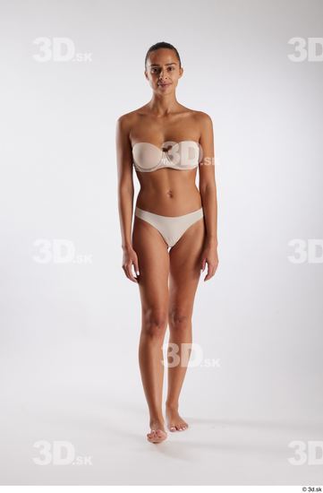 Whole Body Woman White Underwear Slim Walking Studio photo references