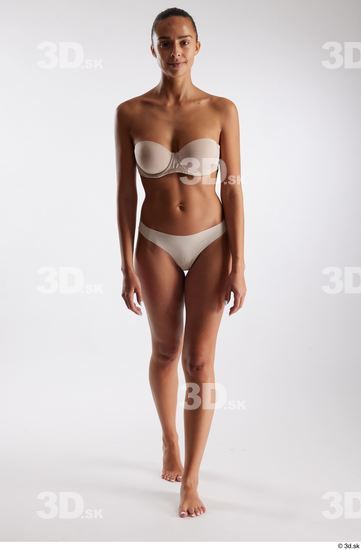 Whole Body Woman White Underwear Slim Walking Studio photo references