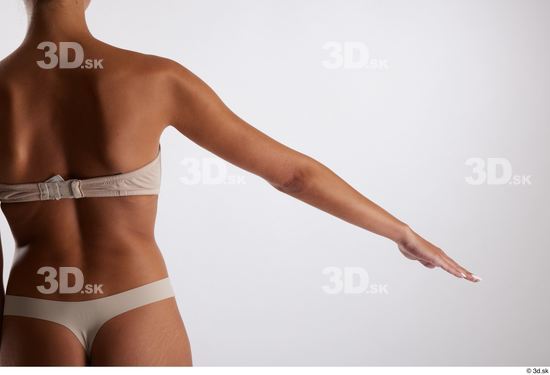 Arm Back Woman White Underwear Slim Studio photo references