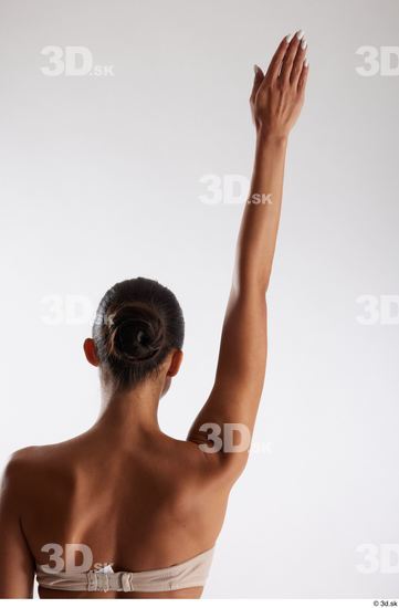 Arm Back Woman White Underwear Slim Studio photo references