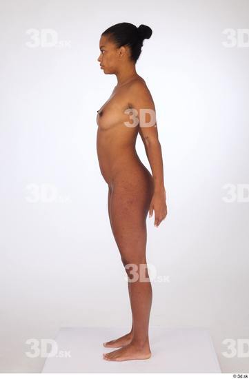 Whole Body Woman White Black Nude Slim Standing Studio photo references