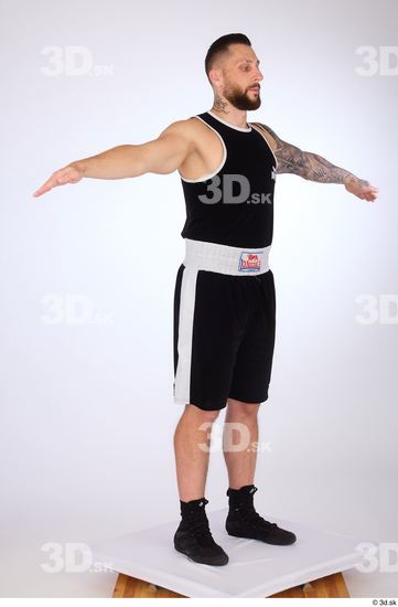 Whole Body Man White Sports Slim Standing Top Studio photo references