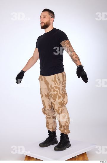 Whole Body Man White Gloves Trousers Slim Standing Studio photo references