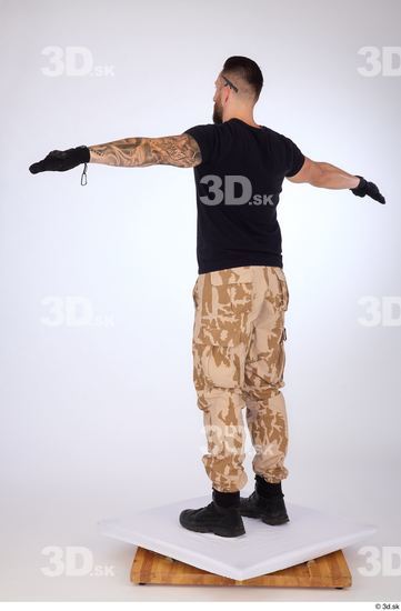 Whole Body Man White Gloves Trousers Slim Standing Studio photo references