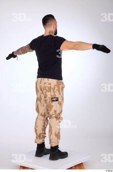 Whole Body Man White Gloves Trousers Slim Standing Studio photo references