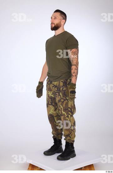 Whole Body Man White Gloves Pants Slim Standing Studio photo references