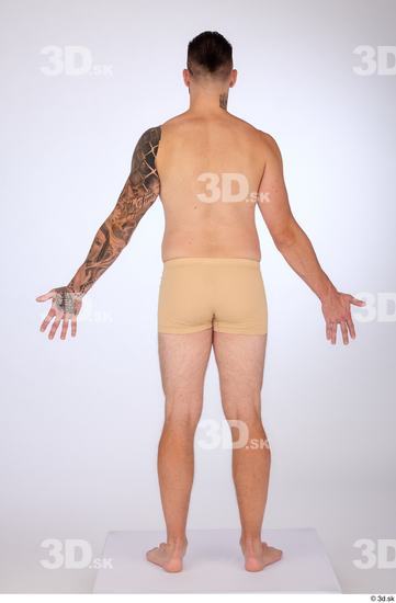 Whole Body Man White Underwear Slim Standing Studio photo references