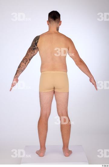 Whole Body Man White Underwear Slim Standing Studio photo references