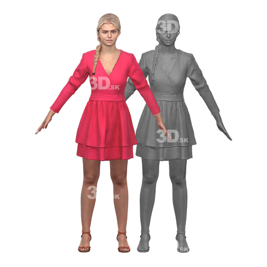 Whole Body Woman White Casual  3D Clean A-Pose Bodies