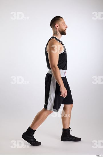 Whole Body Man White Sports Shorts Slim Athletic Walking Top Studio photo references