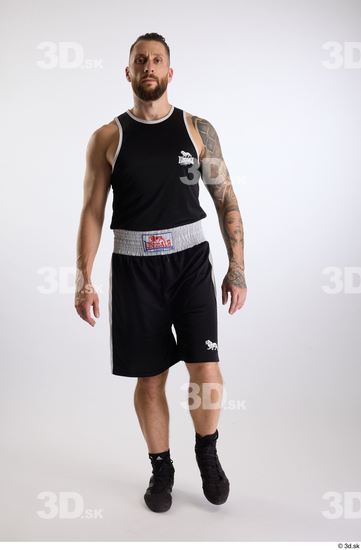 Whole Body Man White Sports Shorts Slim Athletic Walking Top Studio photo references