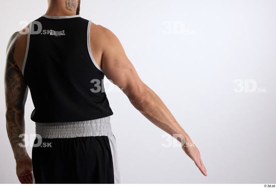 Arm Back Man White Sports Slim Athletic Top Studio photo references