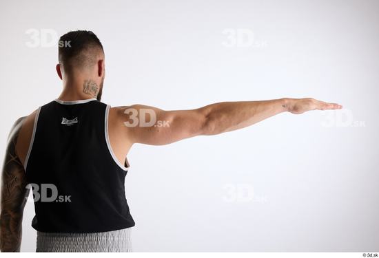 Arm Back Man White Sports Slim Athletic Top Studio photo references