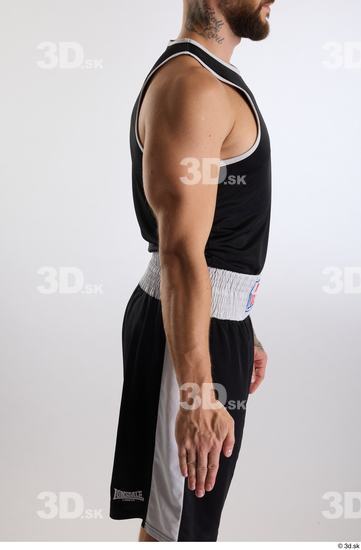 Arm Man White Sports Slim Athletic Top Studio photo references