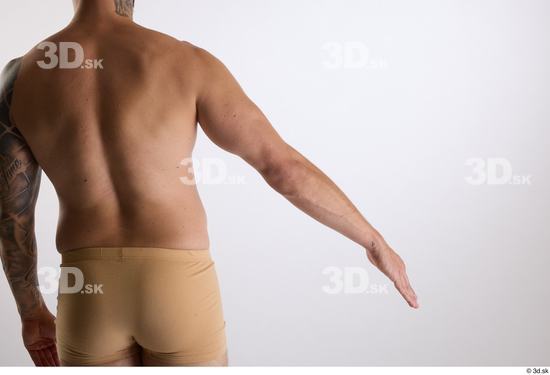 Arm Back Man White Nude Slim Studio photo references