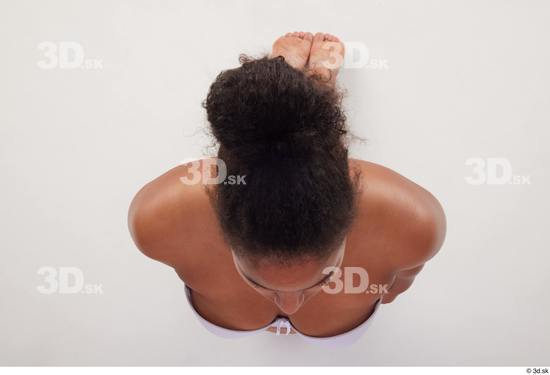 Whole Body Woman Black Average Kneeling Top Studio photo references