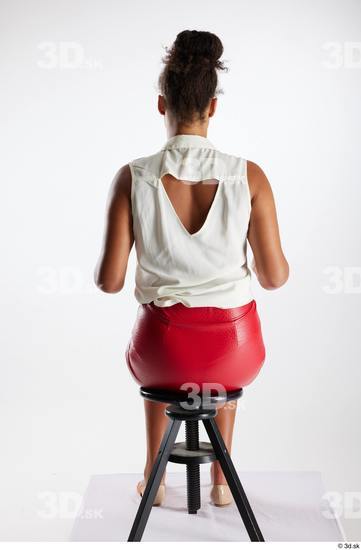 Whole Body Woman White Black Casual Skirt Blouse Average Sitting Studio photo references