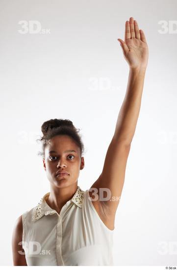 Arm Woman White Black Casual Blouse Average Studio photo references