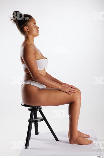 Whole Body Woman White Black Underwear Average Sitting Studio photo references