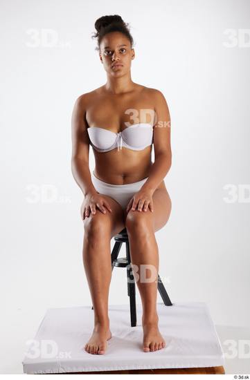 Whole Body Woman White Black Underwear Average Sitting Studio photo references