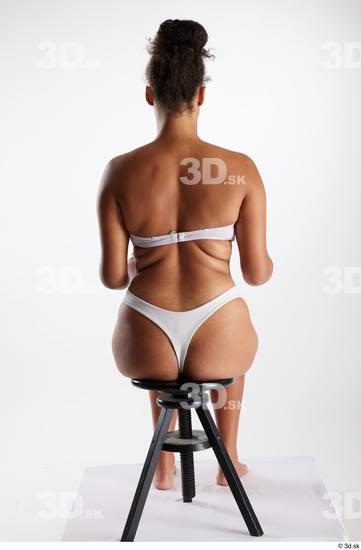 Whole Body Woman White Black Underwear Average Sitting Studio photo references