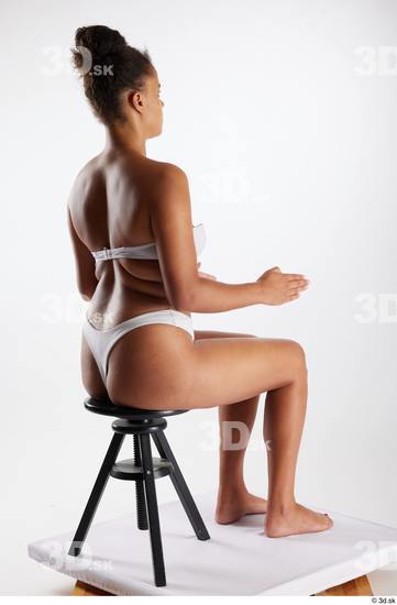 Whole Body Woman White Black Underwear Average Sitting Studio photo references