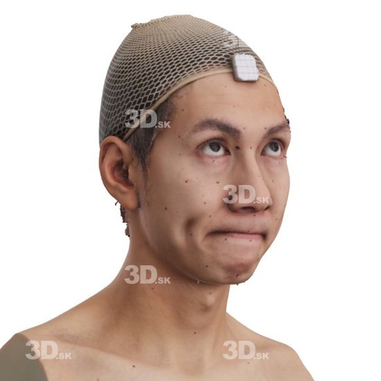 Head Man Asian 3D Phonemes And Emotions