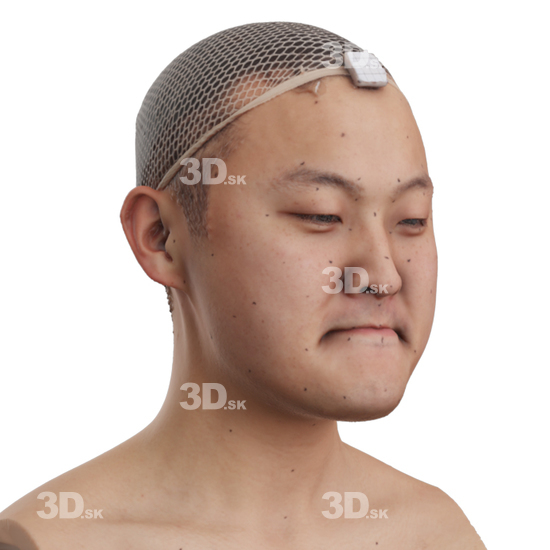 Head Man Asian 3D Phonemes And Emotions