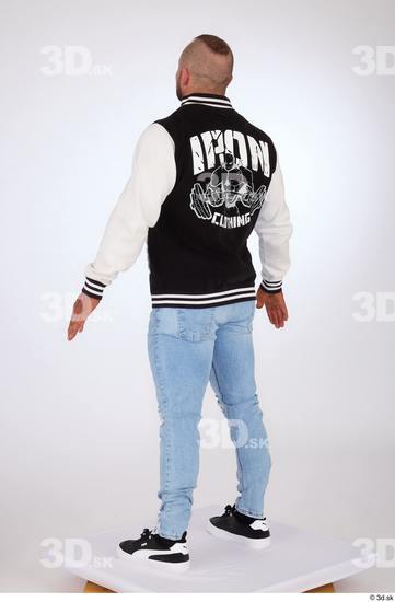 Whole Body Man White Casual Jeans Jacket Muscular Standing Studio photo references