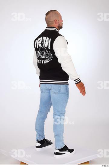 Whole Body Man White Casual Jeans Jacket Muscular Standing Studio photo references