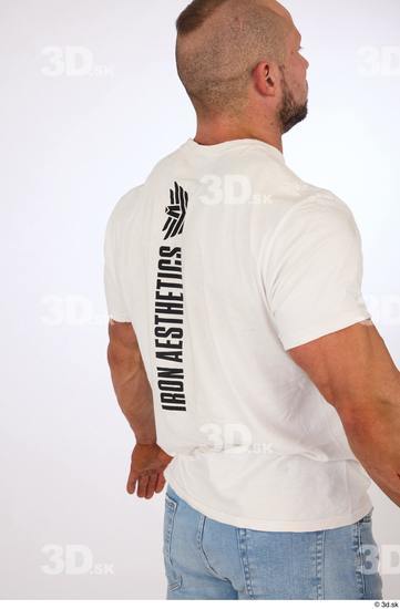 Upper Body Man White Casual Muscular Studio photo references