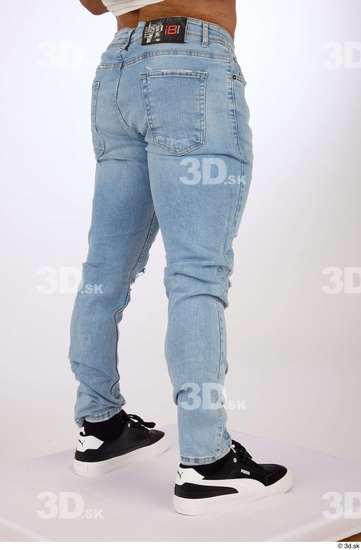 Leg Man White Casual Jeans Muscular Studio photo references