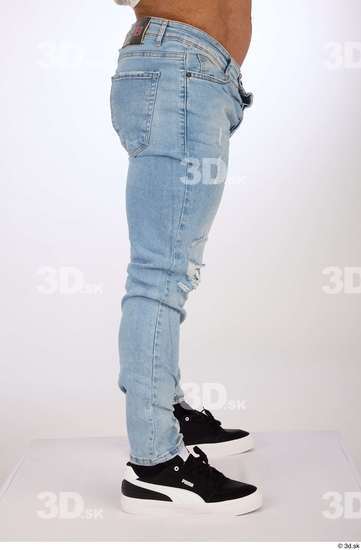 Leg Man White Casual Jeans Muscular Studio photo references