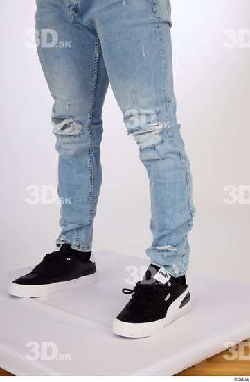 Calf Man White Jeans Muscular Studio photo references