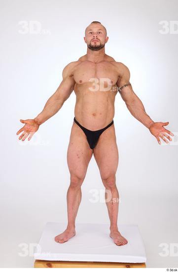 Whole Body Man White Underwear Muscular Standing Studio photo references