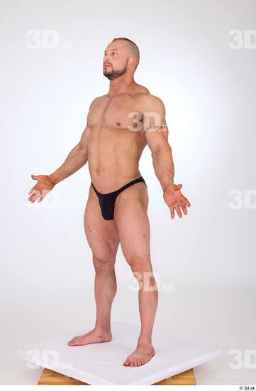 Whole Body Man White Underwear Muscular Standing Studio photo references