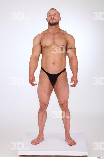 Whole Body Man White Underwear Muscular Standing Studio photo references