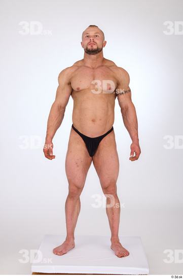 Whole Body Man White Underwear Muscular Standing Studio photo references