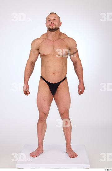 Whole Body Man White Underwear Muscular Standing Studio photo references