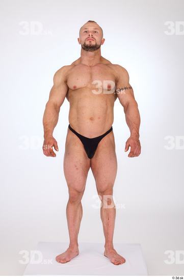 Whole Body Man White Underwear Muscular Standing Studio photo references